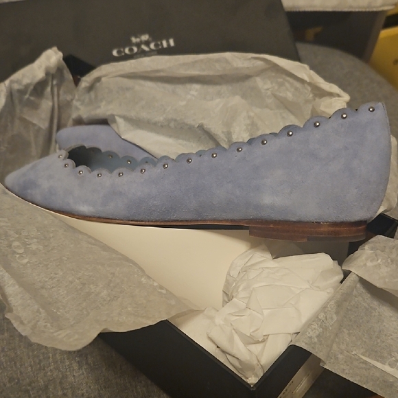 Coach Women's Light Blue Scalloped Loafers - Picture 9 of 11